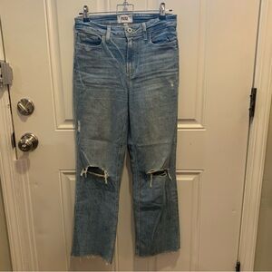 PAIGE Atley Ankle Flare Floretta Deconstructed Raw Hem Distressed Jeans $229.00